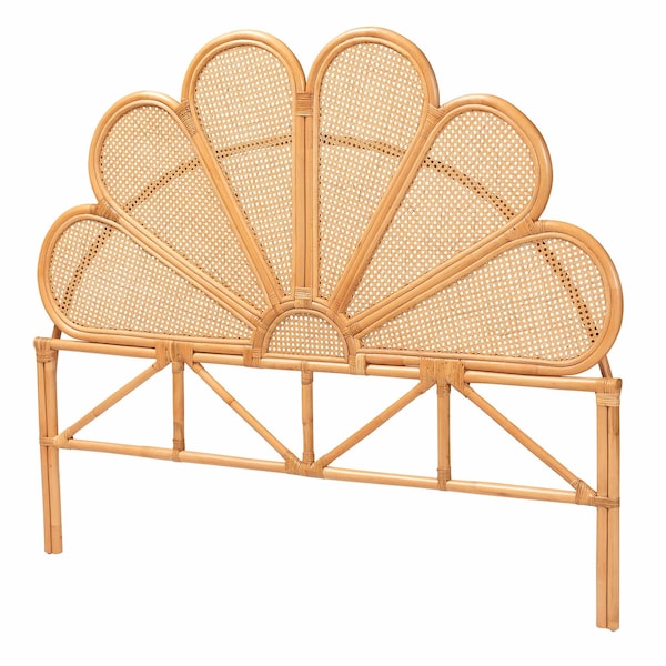 Bali & Pari Flower Modern Bohemian Honey Rattan King Size Standalone Headboard 243-13583-ZORO - main